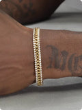 Gold plated titanium steel bracelet with artificial gemstones in unisex European American hip hop style