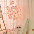 60cm Christmas Rose Shining Tree Lamp with pink and white rose flowers, USB battery dual-use