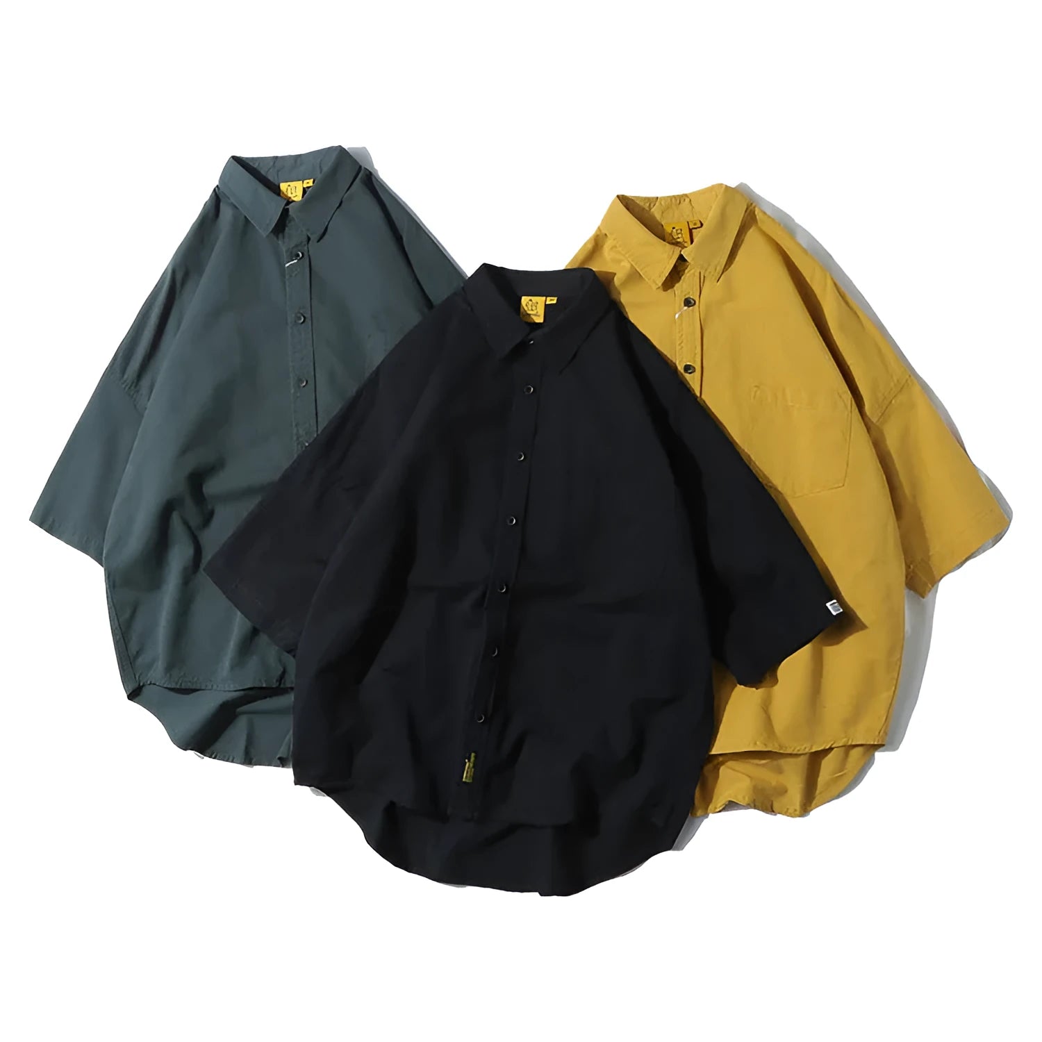 Man wearing a loose-fit green cotton cardigan-style summer shirt