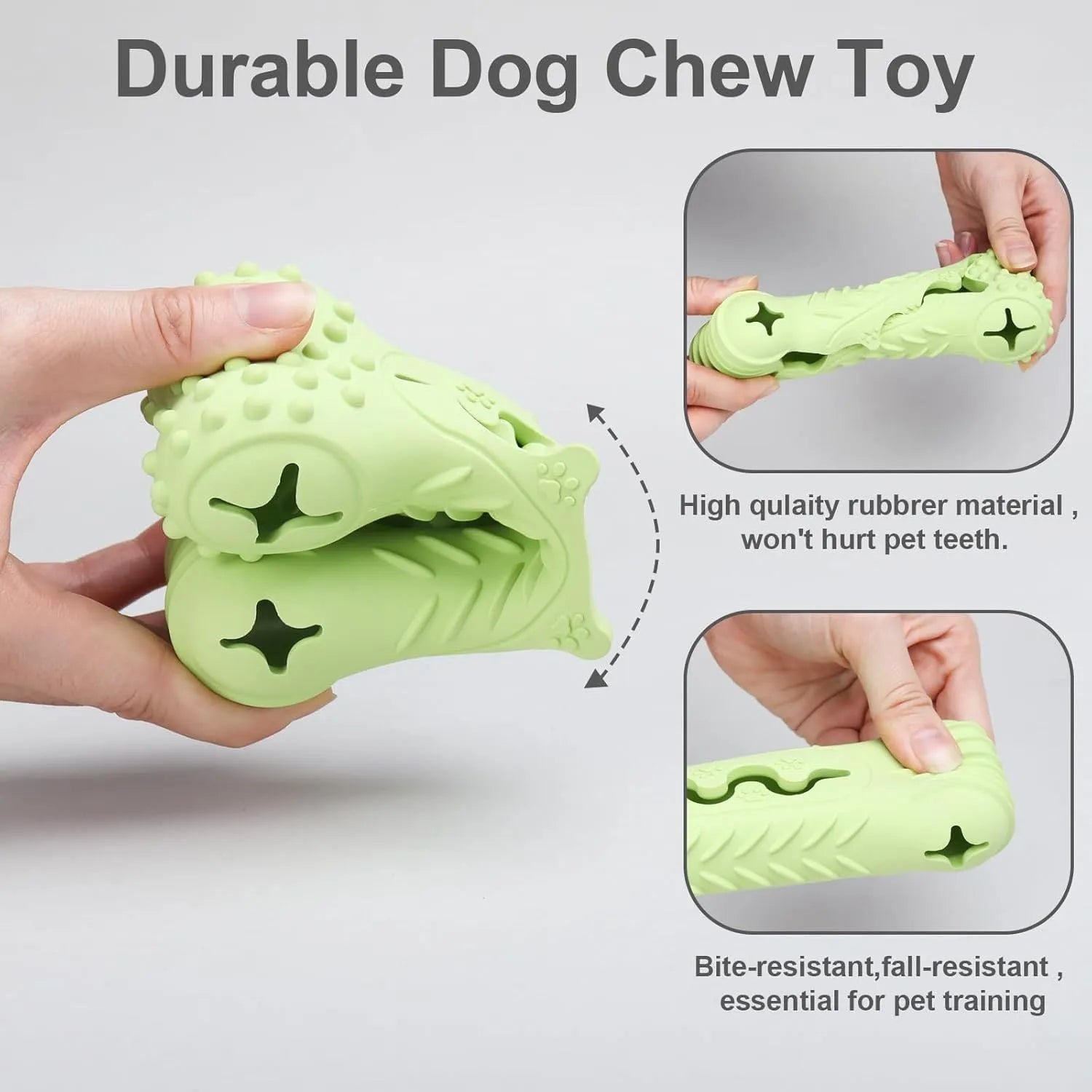 Blue bone-shaped natural rubber dog chew toy with textured surface for teeth cleaning