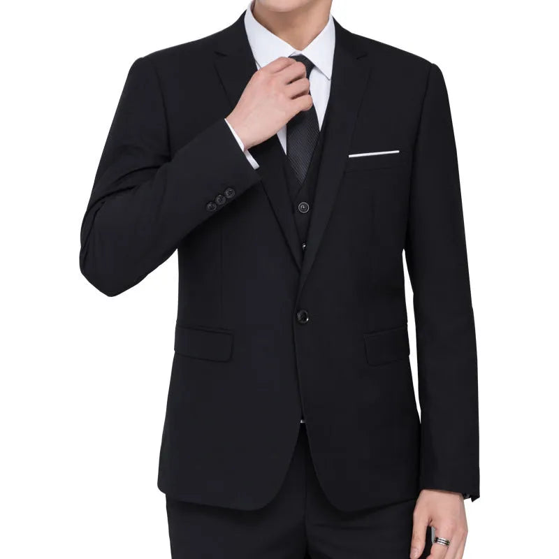 Men's Korean-style solid colour single-breasted business coat with one button and stick pocket