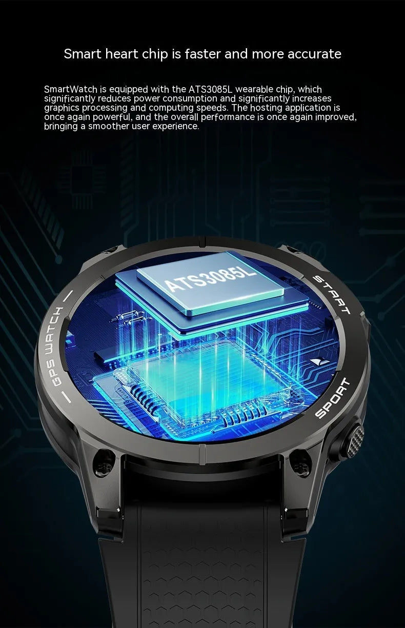 S53 black and orange outdoor GPS smartwatch with silicone strap on a wrist