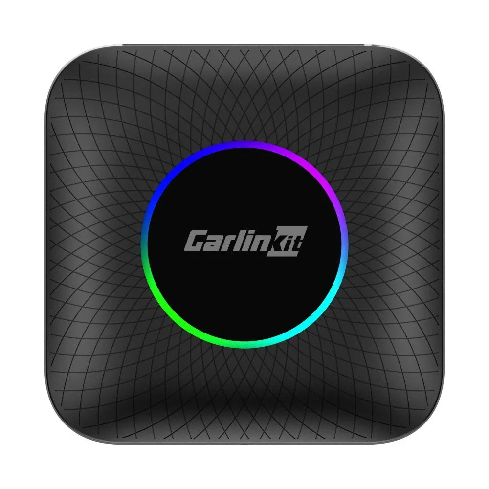 High-pass eight-core wired to wireless CarPlay and Android Auto conversion box with data cables.