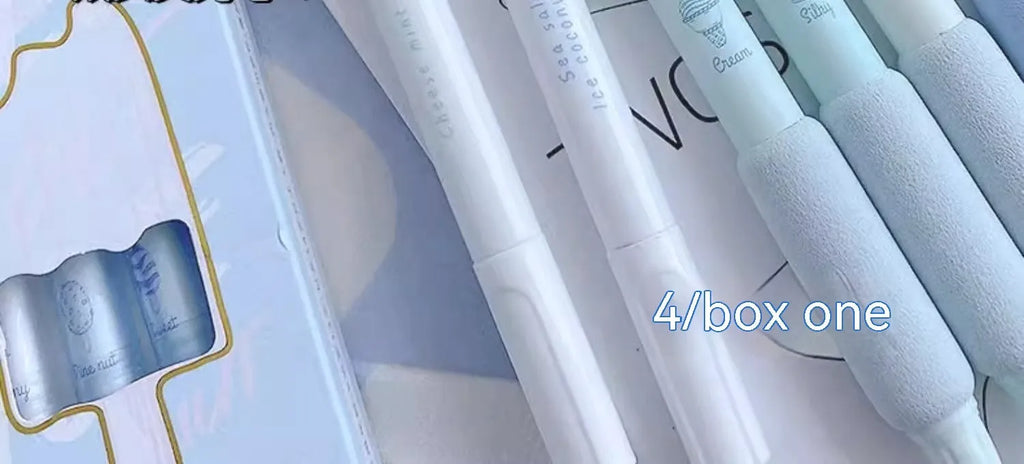 Double-headed fluorescent calligraphy pen with sponge press for student handwriting practice.