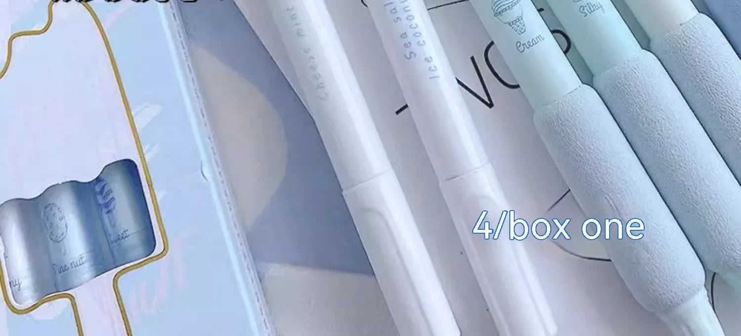 Double-headed fluorescent calligraphy pen with sponge press for student handwriting practice.