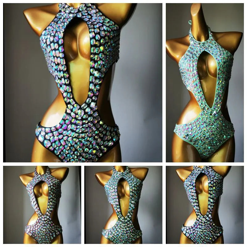 Women's one-piece swimsuit with mesh diamond pattern in nylon, available in four colours.