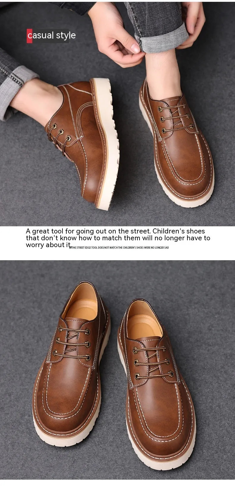 A pair of men's black retro-style low-top casual boots with a round toe and a rubber sole.