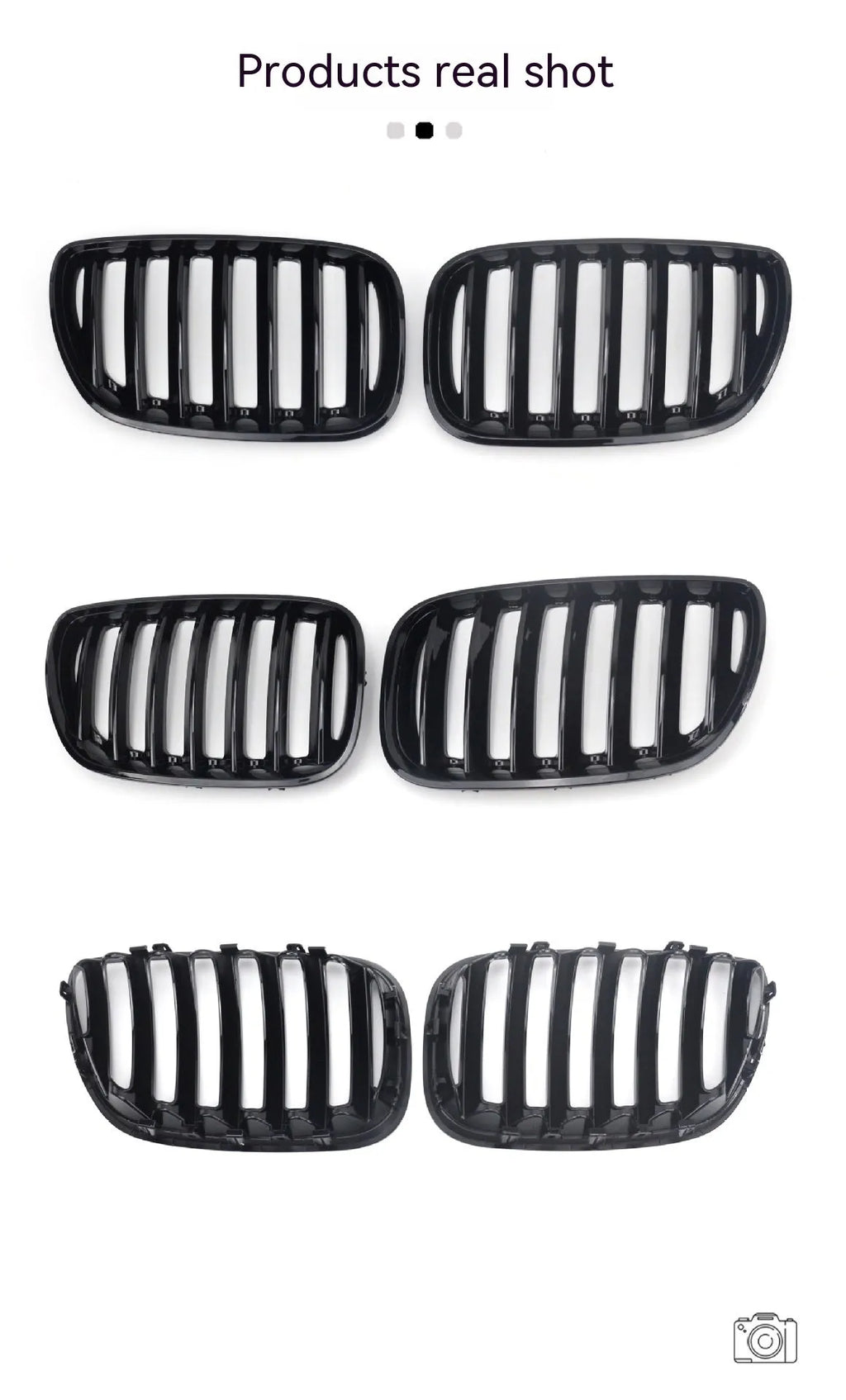 Bright black ABS plastic BMW X5E 53 middle grid grille with medium mesh pattern