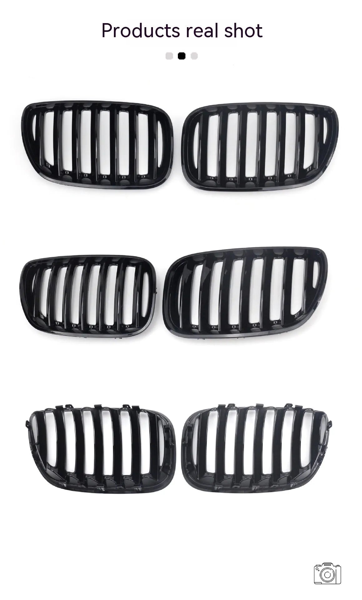 Bright black ABS plastic BMW X5E 53 middle grid grille with medium mesh pattern