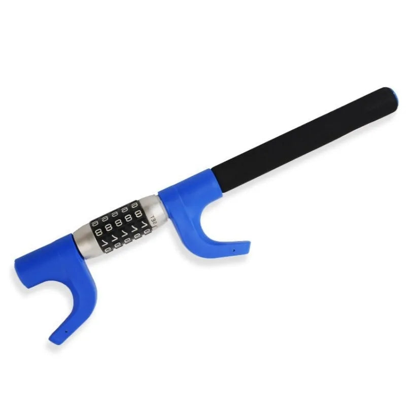 Car anti-theft steering wheel U-lock with password combination in black, blue, and red colours