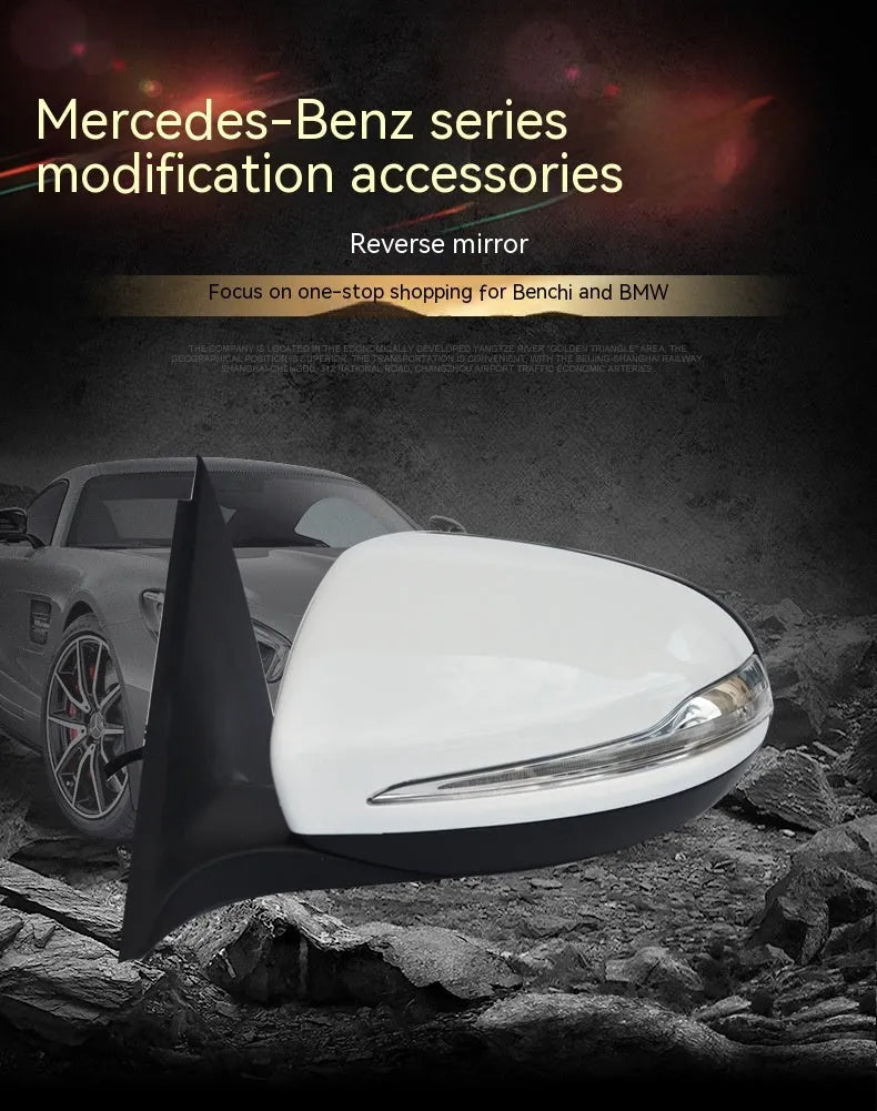 Mercedes-Benz W205 rearview mirror assembly in white black primer ABS construction