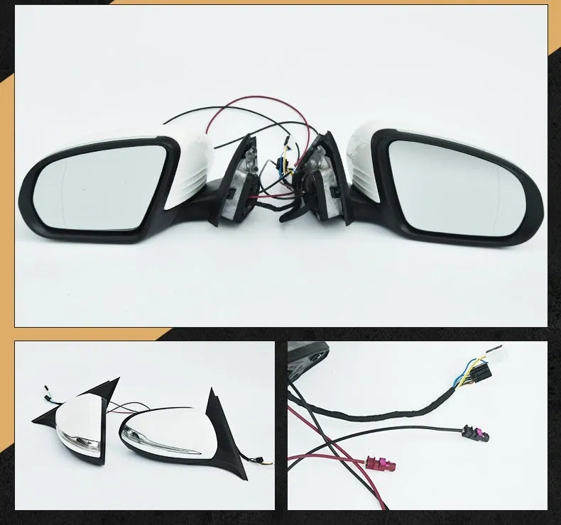 Mercedes-Benz W205 rearview mirror assembly in white black primer ABS construction