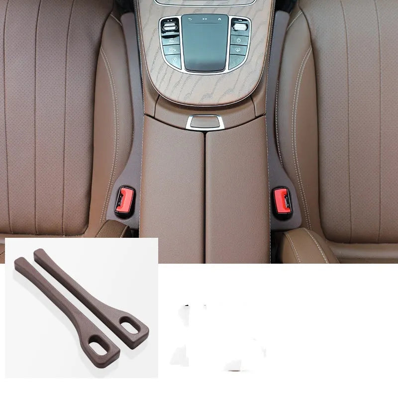 Car seat gap sealing strips in four colour options showing polyresin construction and integrated handle