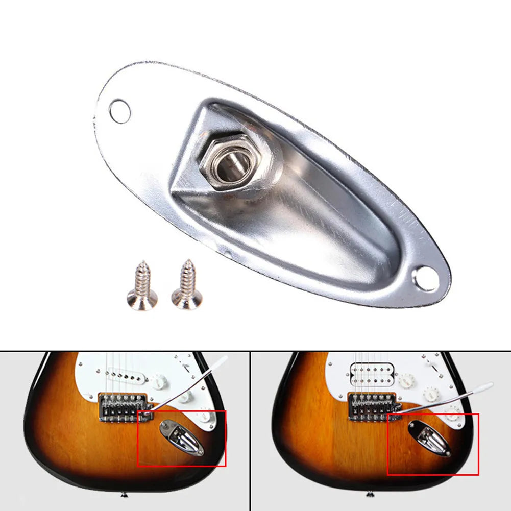 Alloy electric guitar boat socket in black or silver finish with 8.1cm dimensions