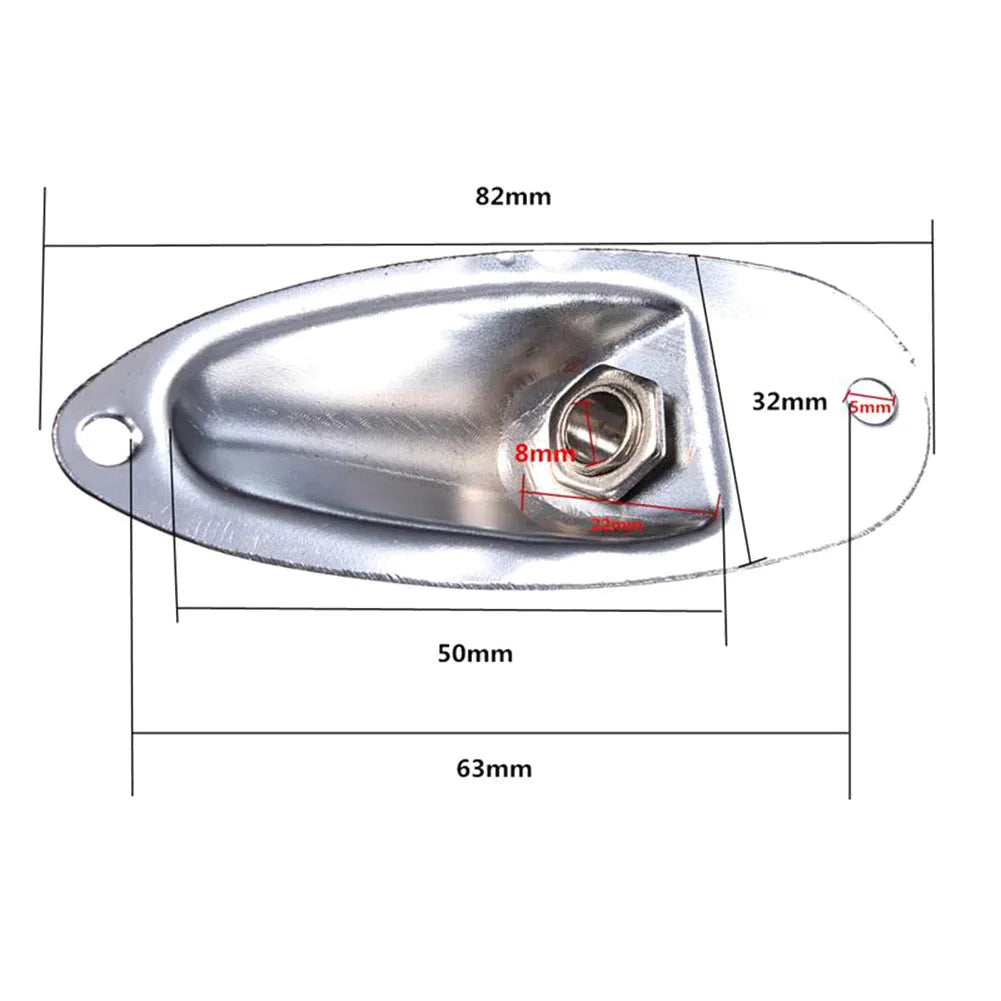 Alloy electric guitar boat socket in black or silver finish with 8.1cm dimensions