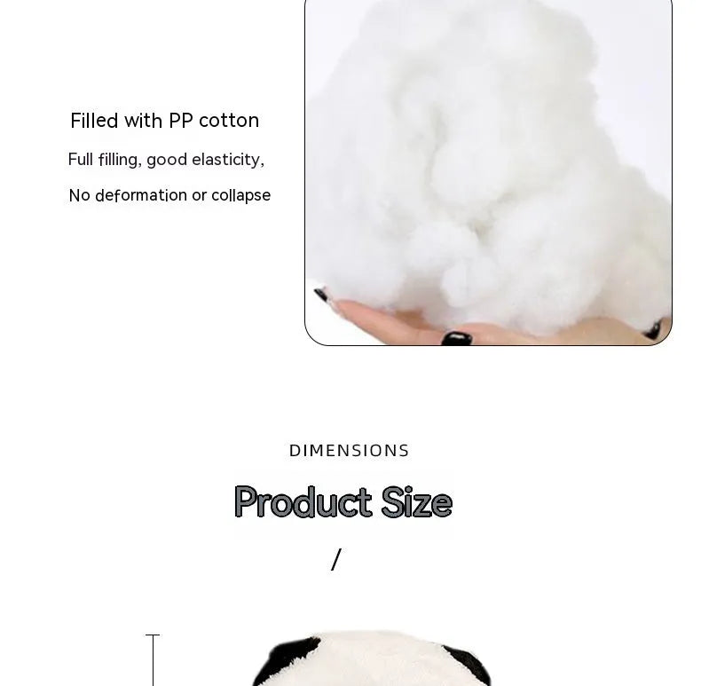 Black and white cartoon panda plush cushion for car seat with pp cotton filler