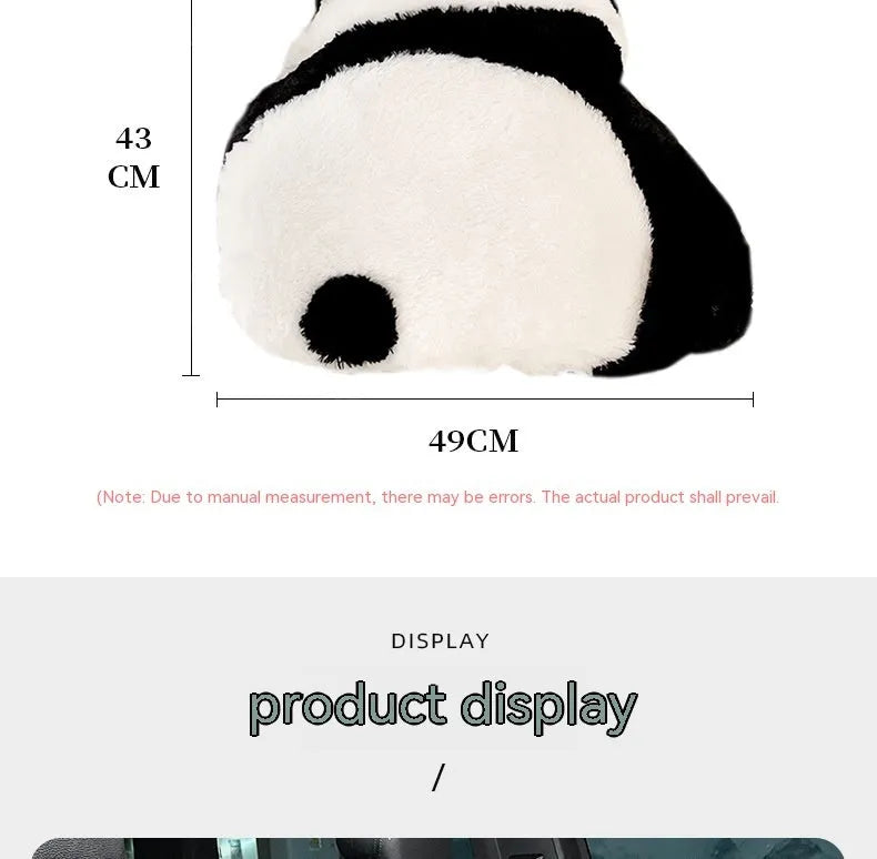 Black and white cartoon panda plush cushion for car seat with pp cotton filler