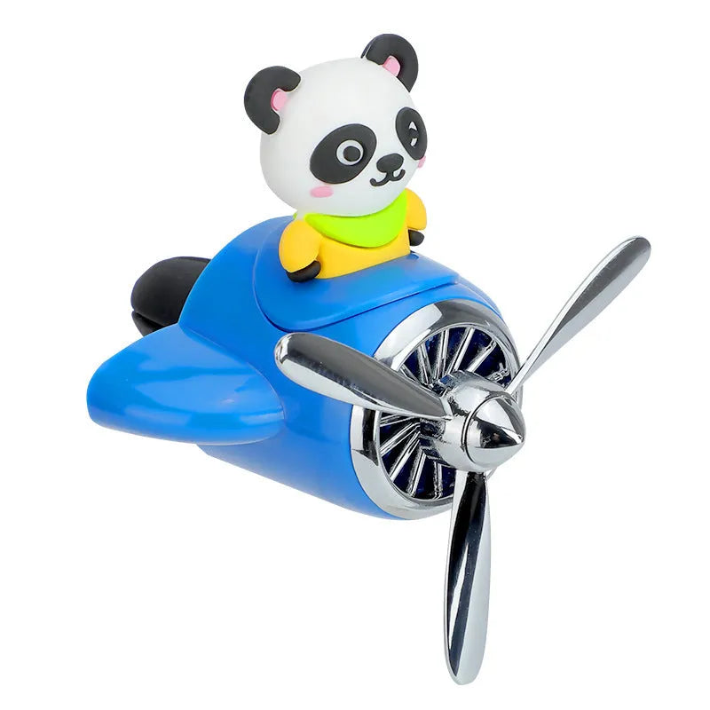 Cartoon airplane-shaped plastic car air vent clip with aromatherapy function in four colours.