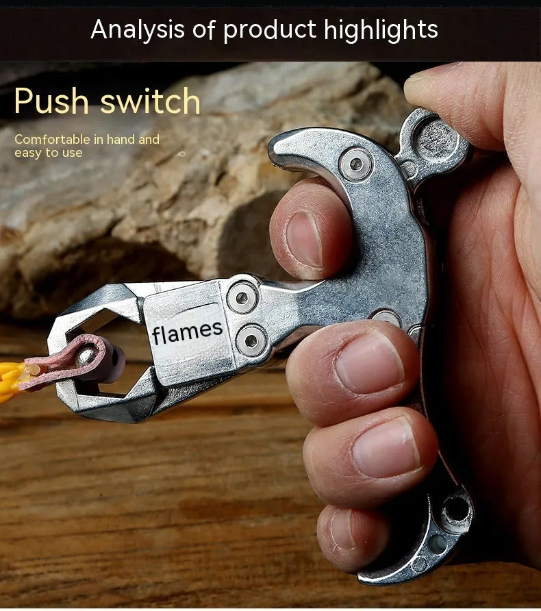 Zinc alloy archery release aid showing metallic finish and two-axis harpoon clip mechanism