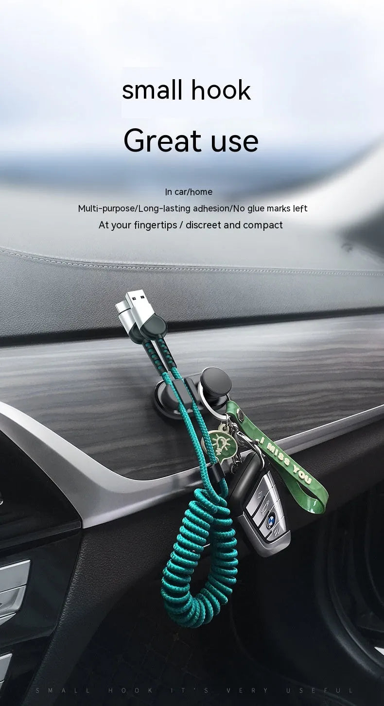 ABS silicone car cable storage hook in dark green, silver, or black colours