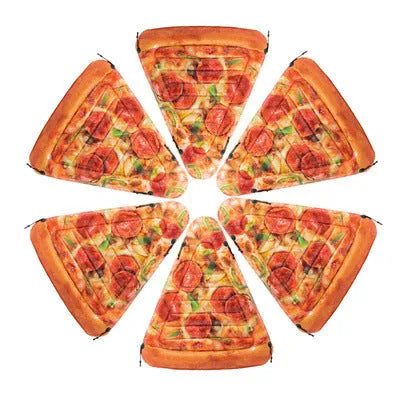 Large inflatable pizza-themed surfboard float for pool lounging, 175cm by 145cm