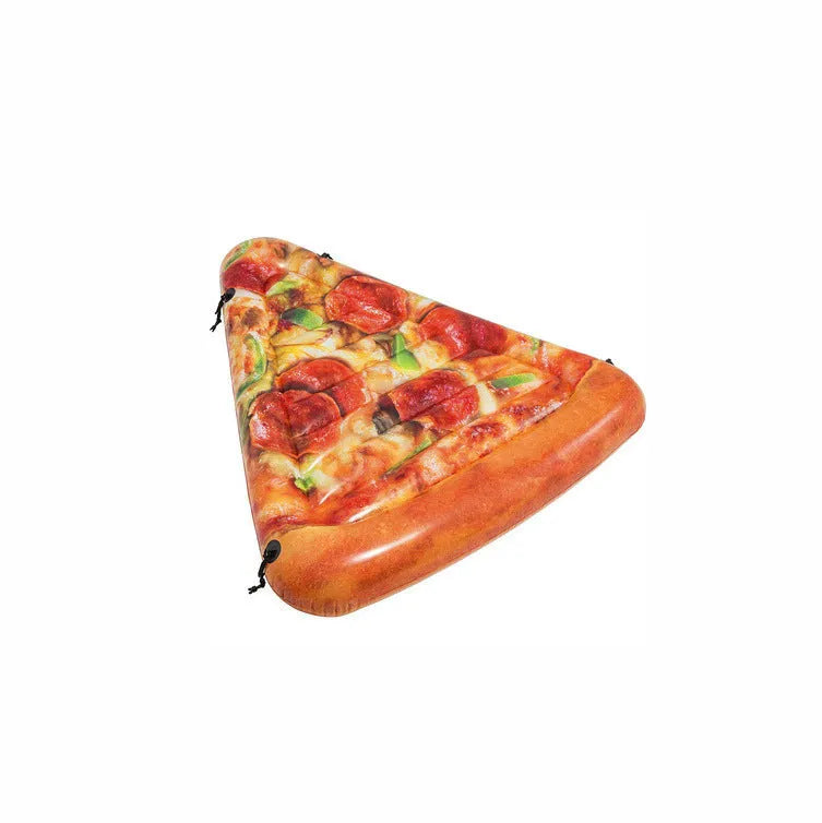 Large inflatable pizza-themed surfboard float for pool lounging, 175cm by 145cm