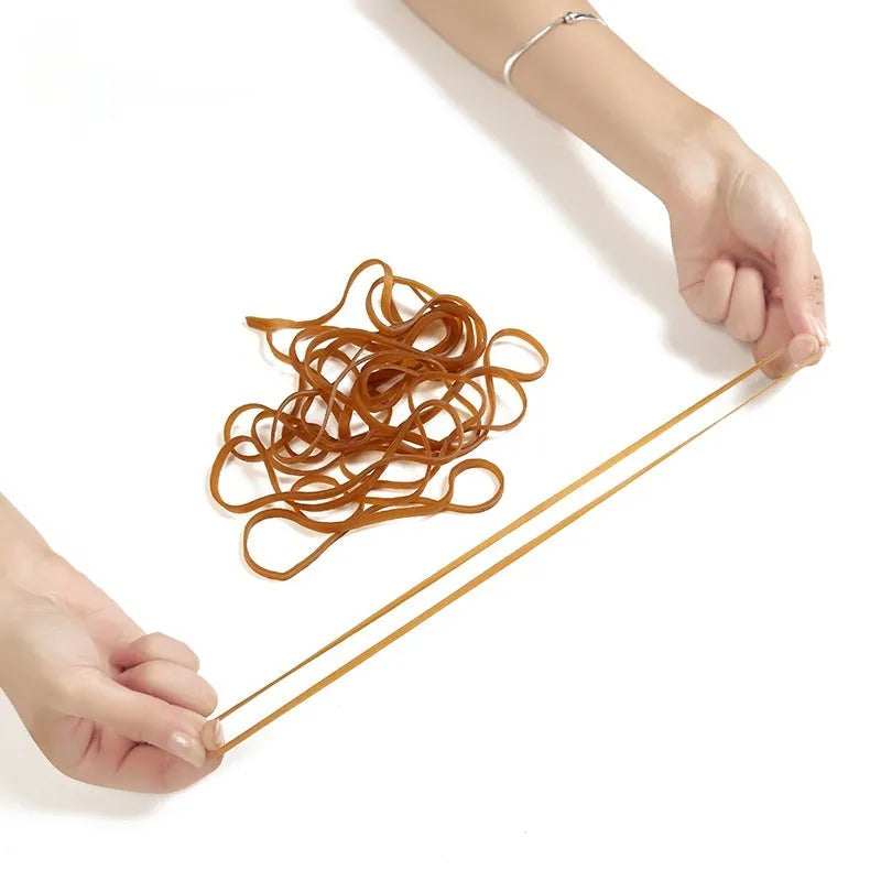 500g bag of natural coloured, circular rubber bands made from natural rubber.