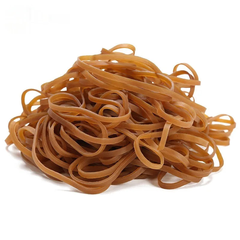 500g bag of natural coloured, circular rubber bands made from natural rubber.