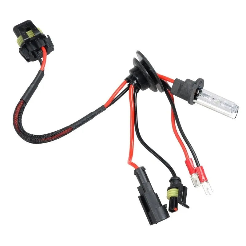 Single xenon headlight bulb for car with H1 H7 9005 type bases in white, yellow, or blue light options.