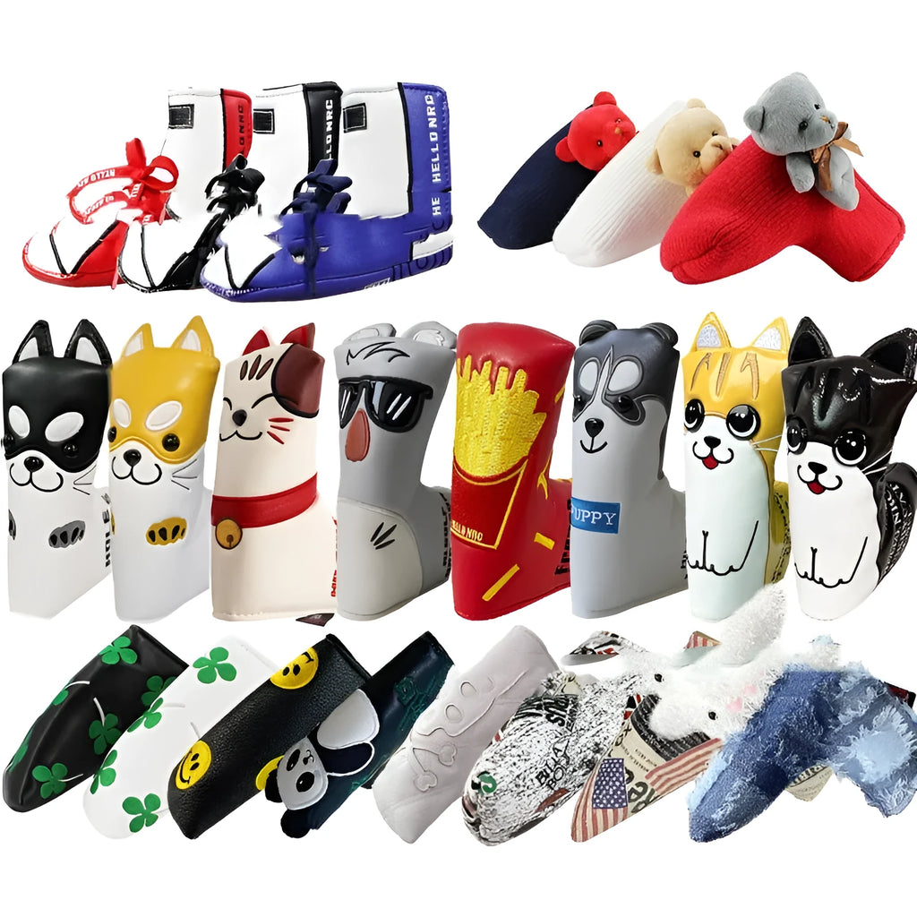 Golf straight bar putter sleeve headcover with PU waterproof fabric in various design options