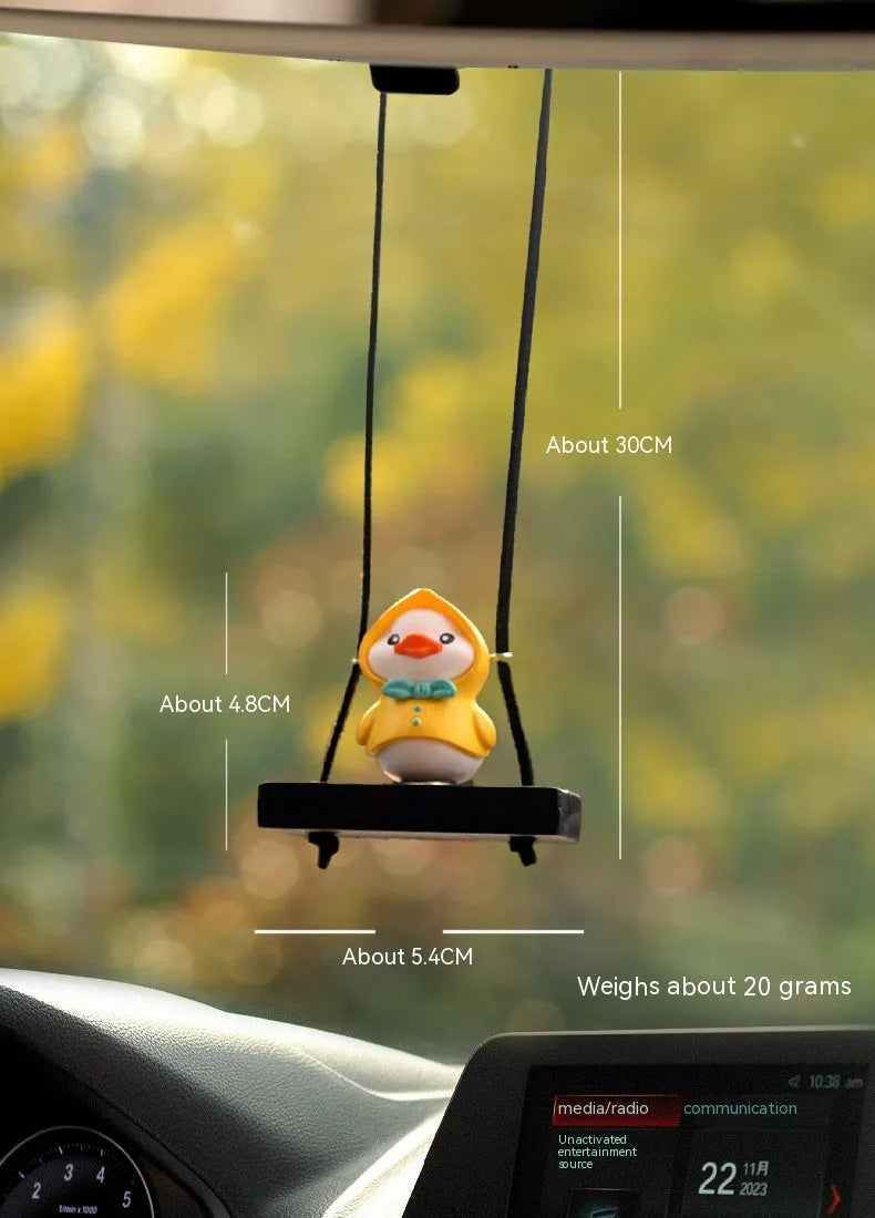 Yellow plastic duck doll car hanging ornament with four design variations