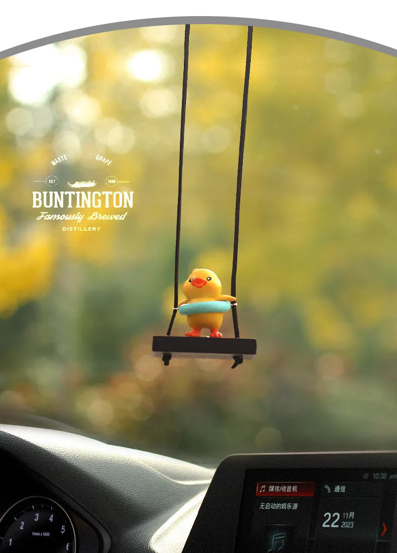 Yellow plastic duck doll car hanging ornament with four design variations