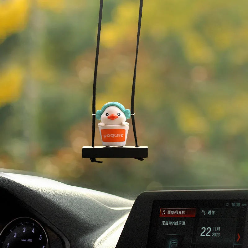 Yellow plastic duck doll car hanging ornament with four design variations