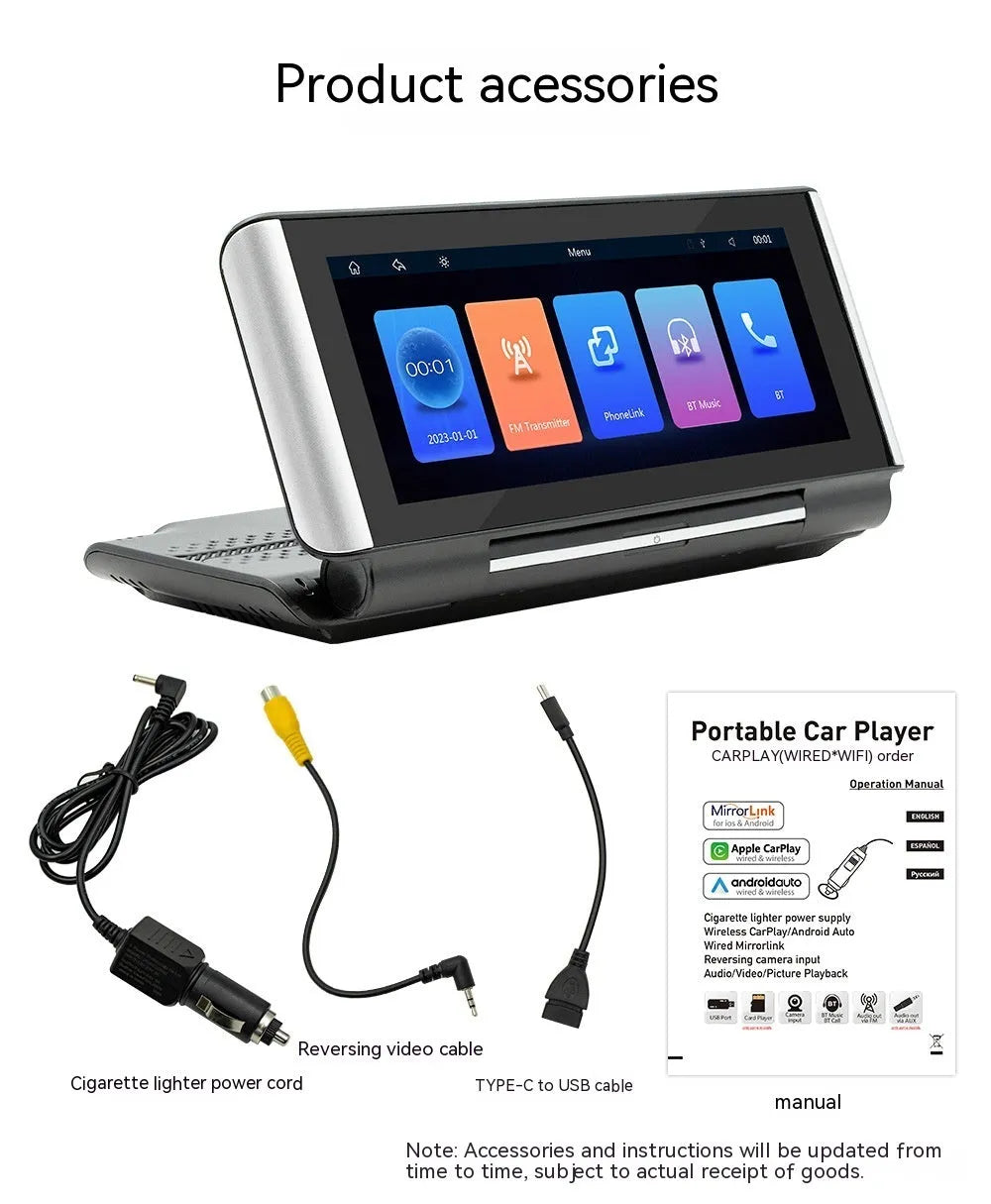 6.86 inch wireless CarPlay MP5 player for car dashboard installation