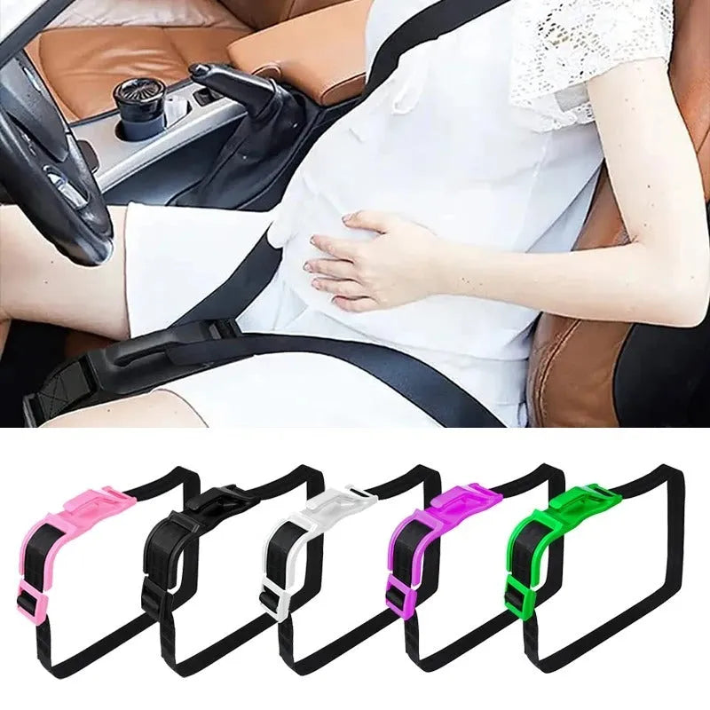 Universal adjustable car safety belt buckle for pregnant women shown in black