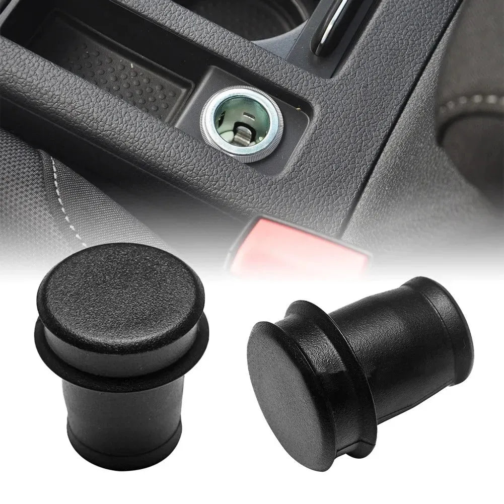 Black PVC car cigarette lighter dust plug showing 33cm length and 2cm diameter plug head