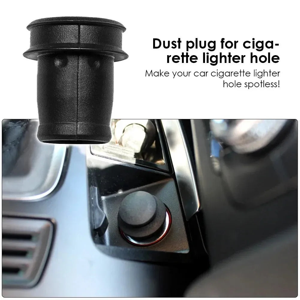 Black PVC car cigarette lighter dust plug showing 33cm length and 2cm diameter plug head