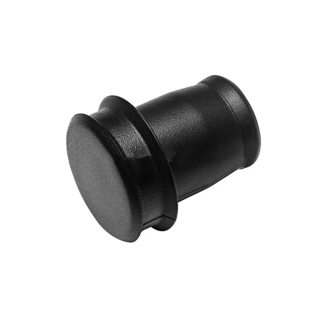Black PVC car cigarette lighter dust plug showing 33cm length and 2cm diameter plug head