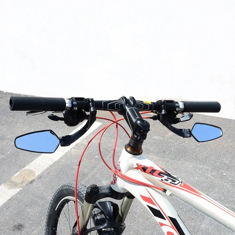 Black mountain bike rearview mirror made from PMMA acrylic measuring 210mm by 102.5mm
