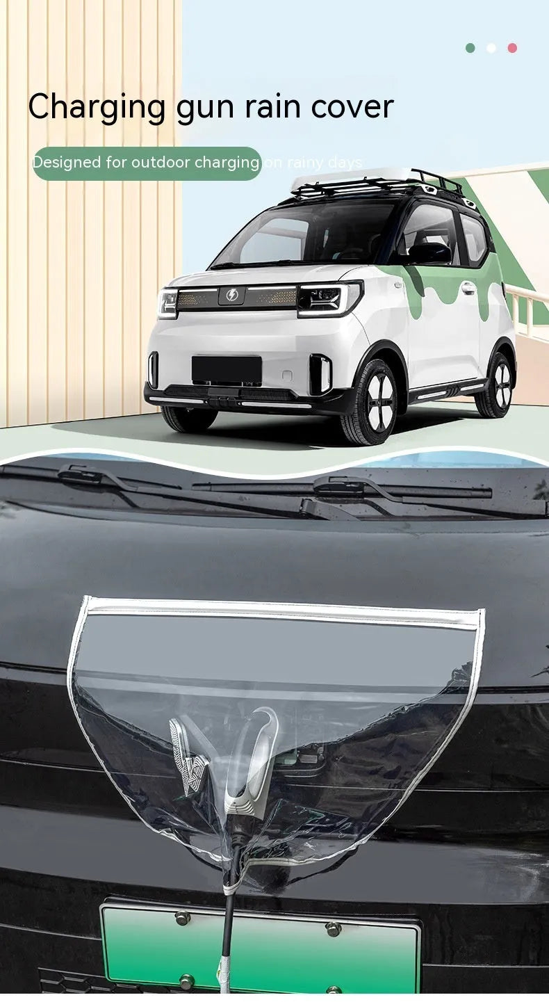 Black electric car charging rain cover with magnetic strips unfolded to 60x50cm