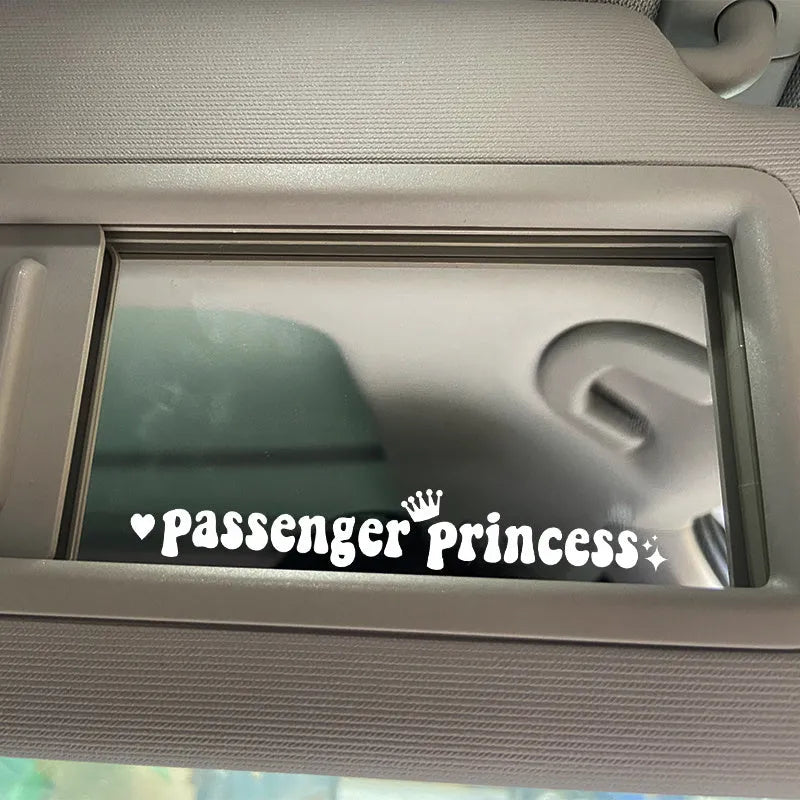 Passenger princess car sticker for rearview mirror in black, white, laser and pink colours