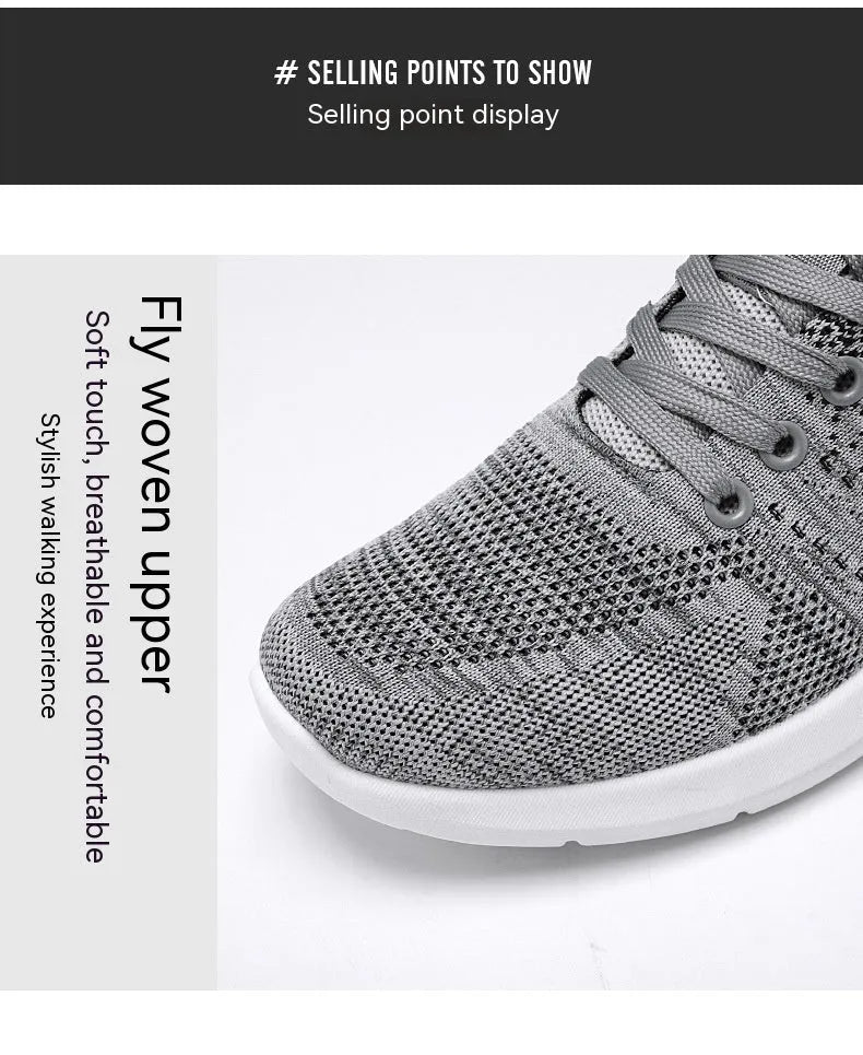 Men's Korean casual breathable mesh running shoes in B-2606 Black, side view