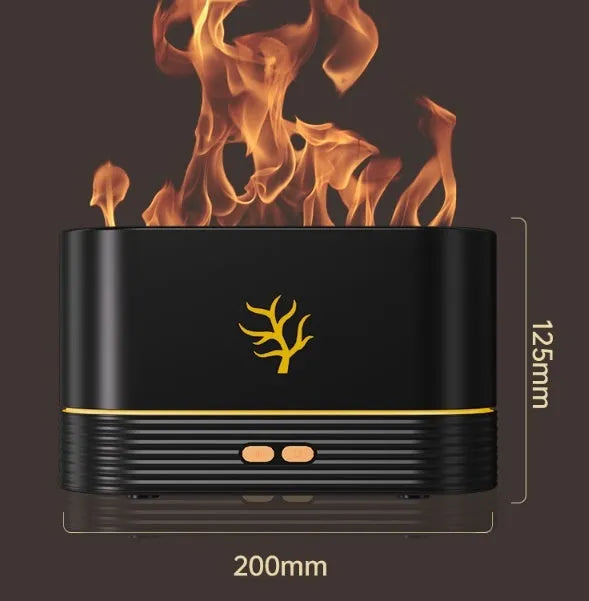 Square white LED flame humidifier and essential oil diffuser with mist and red fire effect.