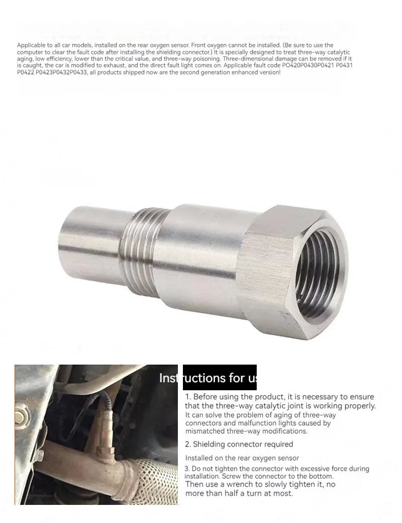 304 stainless steel car oxygen sensor adapter kit with three-way catalytic converter sensor.