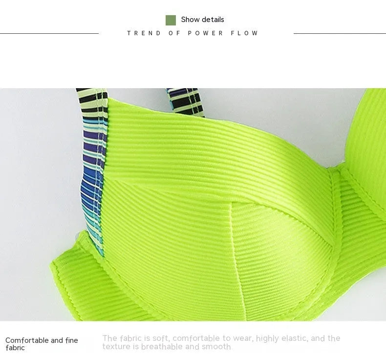 Green printed halter neck bikini set for women, showing top and briefs.