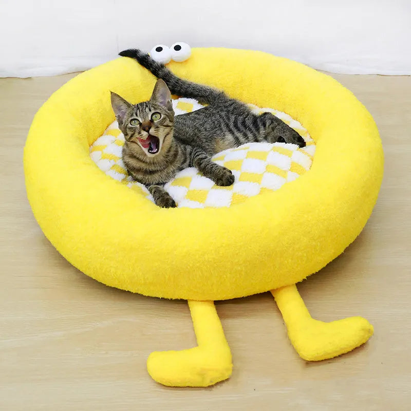 Plush pet bed nest in black, pink or yellow for small dogs up to 10kg