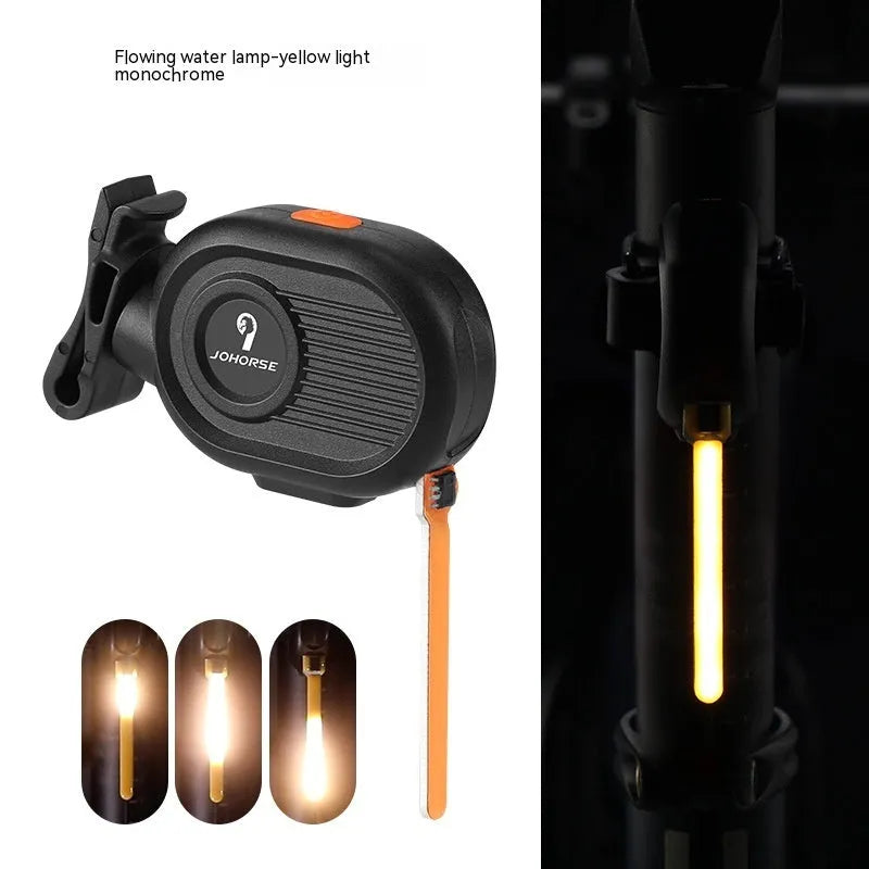Bicycle running water taillight showing water drop lighting effects in choice of four colours