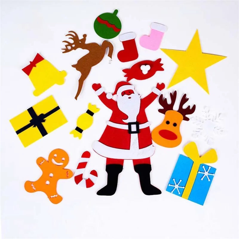 Felt Christmas tree and snowman holiday decoration in multiple styles for festive wall art