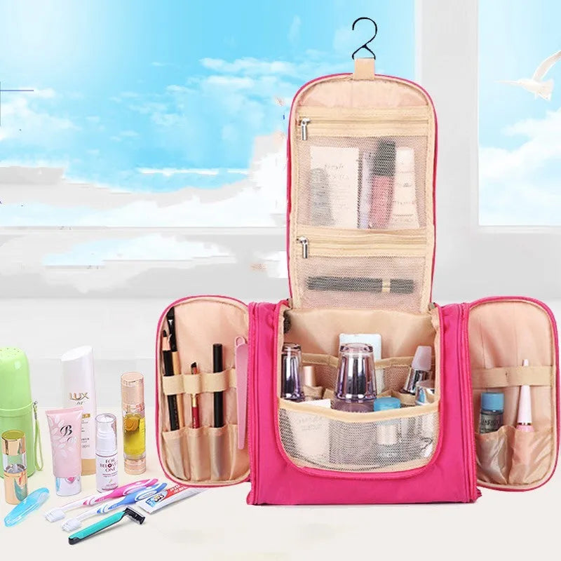 Travel waterproof cosmetic bag in ABS material, available in green, with zipper closure