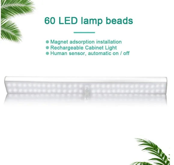 Slim rechargeable LED strip light with motion sensor in cold white or warm white.